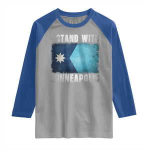 I Stand With Minneapolis Raglan Shirt Social Justice and Immigration Protest MN Flag TS11 Sport Gray Royal Print Your Wear