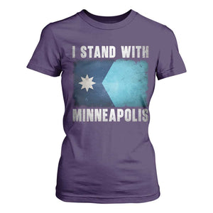 I Stand With Minneapolis T Shirt For Women Social Justice and Immigration Protest MN Flag TS11 Purple Print Your Wear