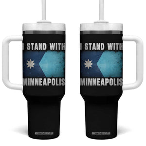 I Stand With Minneapolis Tumbler With Handle Social Justice and Immigration Protest MN Flag TS11 One Size: 40 oz Black Print Your Wear