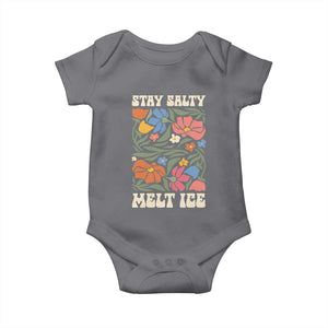 Be Salty Melt Ice Baby Onesie Political Satire Pro Immigrant Protest Retro Floral TS11 Charcoal Print Your Wear