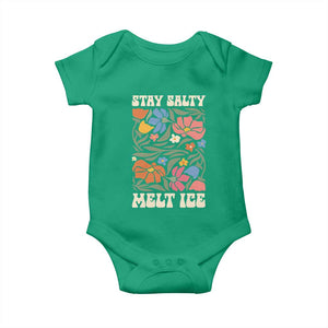 Be Salty Melt Ice Baby Onesie Political Satire Pro Immigrant Protest Retro Floral TS11 Irish Green Print Your Wear