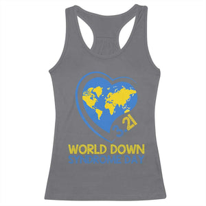 World Down Syndrome Day March 21 World Heart Racerback Tank Top TS11 Charcoal Print Your Wear