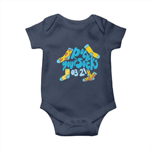 Rock Your Socks Baby Onesie Down Syndrome Awareness March 21 TS11 Navy Print Your Wear