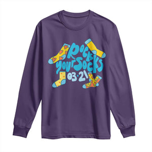 Rock Your Socks Long Sleeve Shirt Down Syndrome Awareness March 21 TS11 Purple Print Your Wear