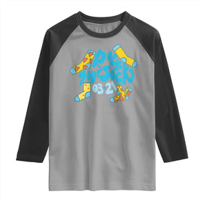Rock Your Socks Raglan Shirt Down Syndrome Awareness March 21 TS11 Sport Gray Black Print Your Wear