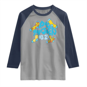Rock Your Socks Raglan Shirt Down Syndrome Awareness March 21 TS11 Sport Gray Navy Print Your Wear