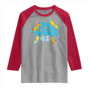 Rock Your Socks Raglan Shirt Down Syndrome Awareness March 21 TS11 Sport Gray Red Print Your Wear