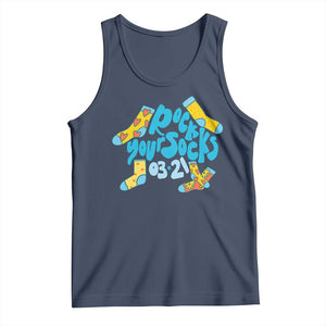 Rock Your Socks Tank Top Down Syndrome Awareness March 21 TS11 Navy Print Your Wear