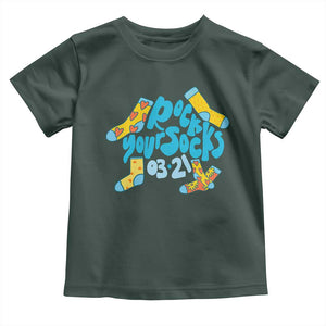 Rock Your Socks Toddler T Shirt Down Syndrome Awareness March 21 TS11 Dark Forest Green Print Your Wear