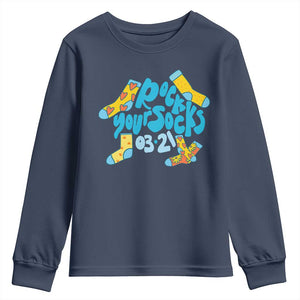 Rock Your Socks Youth Sweatshirt Down Syndrome Awareness March 21 TS11 Navy Print Your Wear