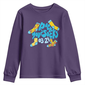 Rock Your Socks Youth Sweatshirt Down Syndrome Awareness March 21 TS11 Purple Print Your Wear