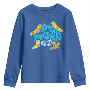 Rock Your Socks Youth Sweatshirt Down Syndrome Awareness March 21 TS11 Royal Blue Print Your Wear