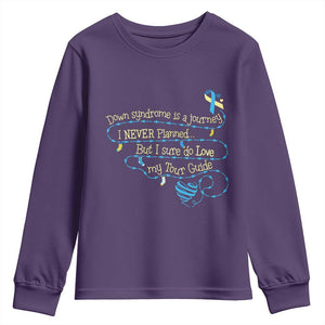 Down Syndrome Awareness Youth Sweatshirt Down Syndrome Is A Journey I Never Planned TS11 Purple Print Your Wear