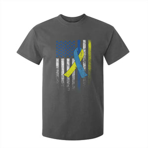 Down Syndrome Awareness Vintage American Flag T Shirt For Kid TS11 Dark Heather Print Your Wear