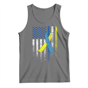Down Syndrome Awareness Vintage American Flag Tank Top TS11 Black Heather Print Your Wear