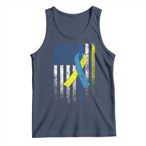 Down Syndrome Awareness Vintage American Flag Tank Top TS11 Navy Print Your Wear