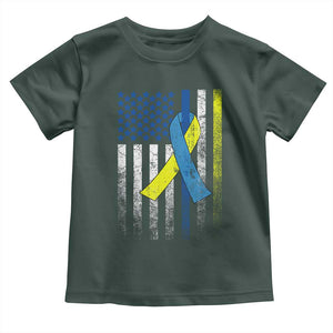 Down Syndrome Awareness Vintage American Flag Toddler T Shirt TS11 Dark Forest Green Print Your Wear