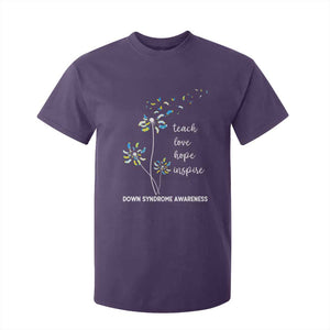Down Syndrome Awareness T Shirt For Kid Teach Love Hope Inspire Socks Dandelion TS11 Purple Print Your Wear