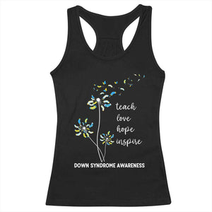 Down Syndrome Awareness Racerback Tank Top Teach Love Hope Inspire Socks Dandelion TS11 Black Print Your Wear