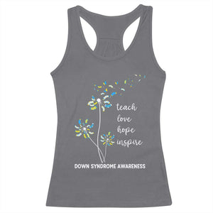 Down Syndrome Awareness Racerback Tank Top Teach Love Hope Inspire Socks Dandelion TS11 Charcoal Print Your Wear