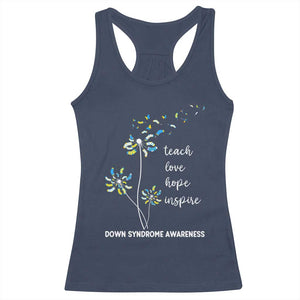 Down Syndrome Awareness Racerback Tank Top Teach Love Hope Inspire Socks Dandelion TS11 Navy Print Your Wear