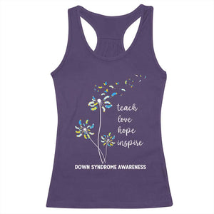 Down Syndrome Awareness Racerback Tank Top Teach Love Hope Inspire Socks Dandelion TS11 Purple Print Your Wear