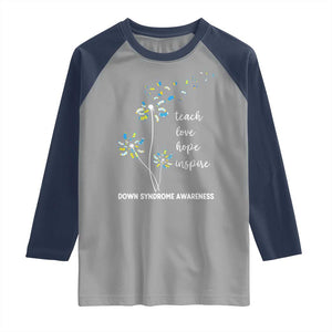 Down Syndrome Awareness Raglan Shirt Teach Love Hope Inspire Socks Dandelion TS11 Sport Gray Navy Print Your Wear