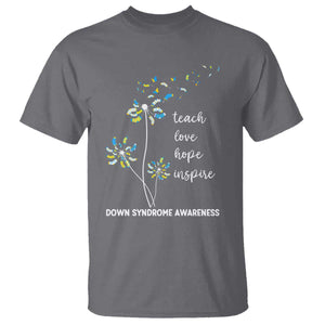 Down Syndrome Awareness T Shirt Teach Love Hope Inspire Socks Dandelion TS11 Charcoal Print Your Wear