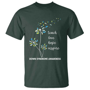 Down Syndrome Awareness T Shirt Teach Love Hope Inspire Socks Dandelion TS11 Dark Forest Green Print Your Wear