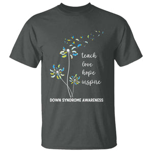 Down Syndrome Awareness T Shirt Teach Love Hope Inspire Socks Dandelion TS11 Dark Heather Print Your Wear