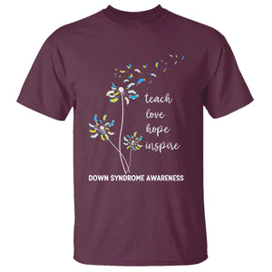 Down Syndrome Awareness T Shirt Teach Love Hope Inspire Socks Dandelion TS11 Maroon Print Your Wear