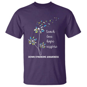 Down Syndrome Awareness T Shirt Teach Love Hope Inspire Socks Dandelion TS11 Purple Print Your Wear