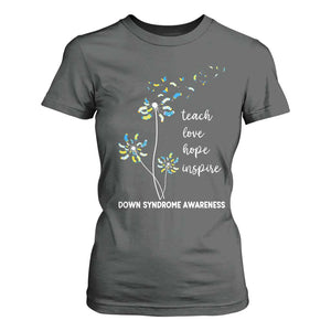 Down Syndrome Awareness T Shirt For Women Teach Love Hope Inspire Socks Dandelion TS11 Dark Heather Print Your Wear