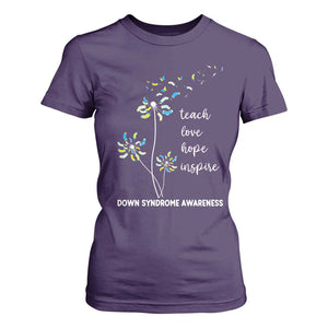 Down Syndrome Awareness T Shirt For Women Teach Love Hope Inspire Socks Dandelion TS11 Purple Print Your Wear