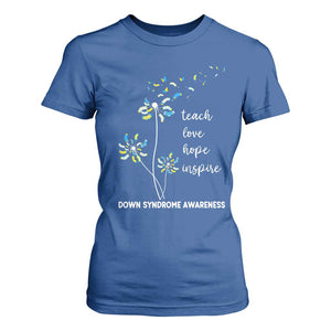 Down Syndrome Awareness T Shirt For Women Teach Love Hope Inspire Socks Dandelion TS11 Royal Blue Print Your Wear