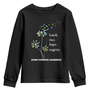 Down Syndrome Awareness Youth Sweatshirt Teach Love Hope Inspire Socks Dandelion TS11 Black Print Your Wear
