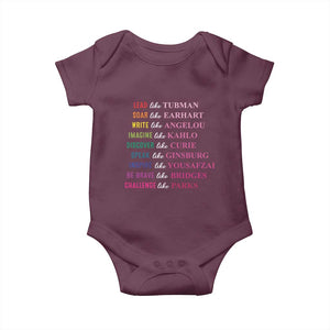 National Women's History Month Baby Onesie Lead Like Tubman Challenge Like Parks TS11 Maroon Print Your Wear