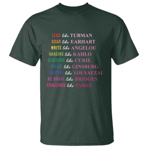 National Women's History Month T Shirt Lead Like Tubman Challenge Like Parks TS11 Dark Forest Green Print Your Wear