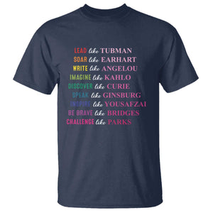 National Women's History Month T Shirt Lead Like Tubman Challenge Like Parks TS11 Navy Print Your Wear