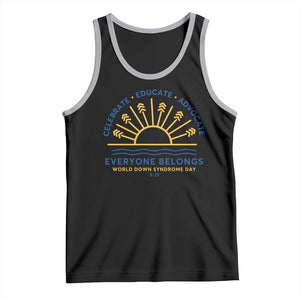 World Down Syndrome Day Tank Top Celebrate Educate Advocate Everyone Belongs Sunshine TS11 Black Athletic Heather Print Your Wear