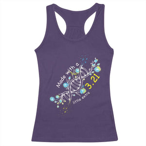 World Down Syndrome Day Made With A Little Extra Racerback Tank Top March 21 DNA Flower TS11 Purple Print Your Wear