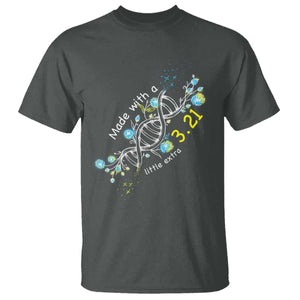 World Down Syndrome Day Made With A Little Extra T Shirt March 21 DNA Flower TS11 Dark Heather Print Your Wear