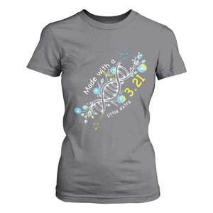 World Down Syndrome Day Made With A Little Extra T Shirt For Women March 21 DNA Flower TS11 Charcoal Print Your Wear