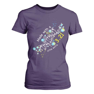 World Down Syndrome Day Made With A Little Extra T Shirt For Women March 21 DNA Flower TS11 Purple Print Your Wear