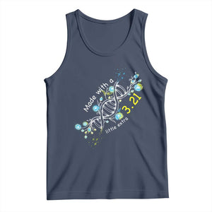 World Down Syndrome Day Made With A Little Extra Tank Top March 21 DNA Flower TS11 Navy Print Your Wear