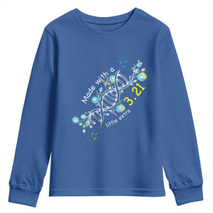World Down Syndrome Day Made With A Little Extra Youth Sweatshirt March 21 DNA Flower TS11 Royal Blue Print Your Wear