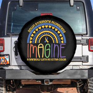 Down Syndrome Awareness Spare Tire Cover Imagine A Rainbow With An Extra Color Heart Rainbow TS11 No hole Black Print Your Wear
