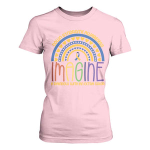 Down Syndrome Awareness T Shirt For Women Imagine A Rainbow With An Extra Color Heart Rainbow TS11 Light Pink Print Your Wear