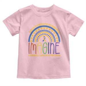 Down Syndrome Awareness Toddler T Shirt Imagine A Rainbow With An Extra Color Heart Rainbow TS11 Light Pink Print Your Wear
