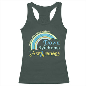 Down Syndrome Awareness Racerback Tank Top Imagine A Rainbow With An Extra Color TS11 Dark Forest Green Print Your Wear